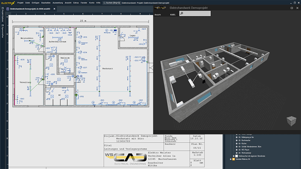 WSCAD Elektrohandwerk Grundriss 3D