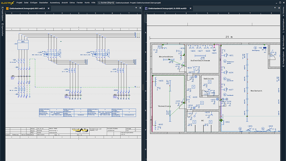 WSCAD Elektrohandwerk Grundriss Schaltplan